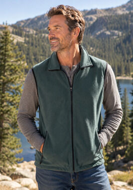 Lands’ End Vest Men’s XXL Green Oeko-Tex Soft Fleece Full Zip 50 52 outdoor 2X